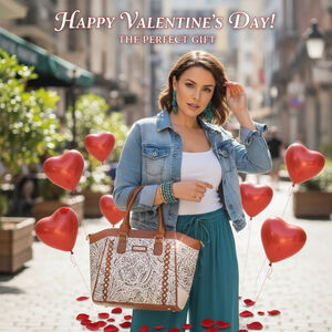 Cappuccino Brown Cross Stitch Embossed Tooled Artisan LEATHER Shoulder Bag Purse